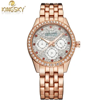 KingSky Women Luxury Bracelet Dress Watch Quartz Alloy With colorful Dial Ladies Watch,Women Rhinestone Wrist Watch Montre Femme