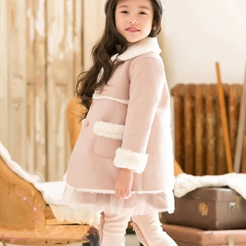 2016 Girls New Autumn Winter Coat Children Lamb Wool Long Jackets Kids Thicken Warm Outerwear Baby Girls Clothing