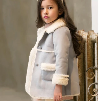 2016 Girls New Autumn Winter Coat Children Lamb Wool Long Jackets Kids Thicken Warm Outerwear Baby Girls Clothing