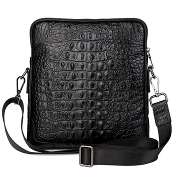 2017 black classic business casual Men's bag crocodile pattern Chest pack genuine leather men's shoulder bag