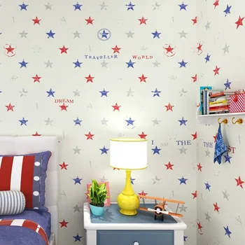 Classic Star Boys Bedroom  Wallpaper Baby Boy Room Decoration infantil papel de parede para quarto Lovely Kids