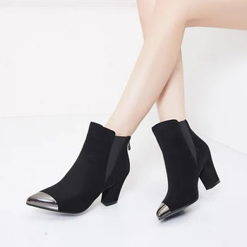 Ankle half short boots women snow fashion winter warm boot footwear shoes woman high heel shoes z226