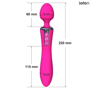 LETEN Double Penetration Magic Wand Waterproof Silicone G Spot Vibrator Clitoris Stimulator Adult Erotic Toys Sex Toys for Woman