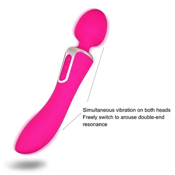 LETEN Double Penetration Magic Wand Waterproof Silicone G Spot Vibrator Clitoris Stimulator Adult Erotic Toys Sex Toys for Woman
