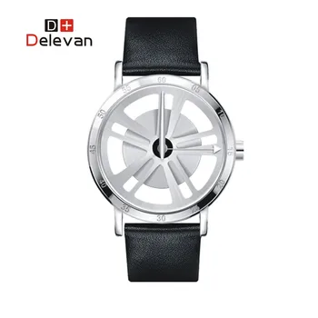 Free Lettering DELEVAN Brand Men And Women Watch Stainless Steel Mesh Band With Gravity Induction Dial Men Quartz Watch Men 667