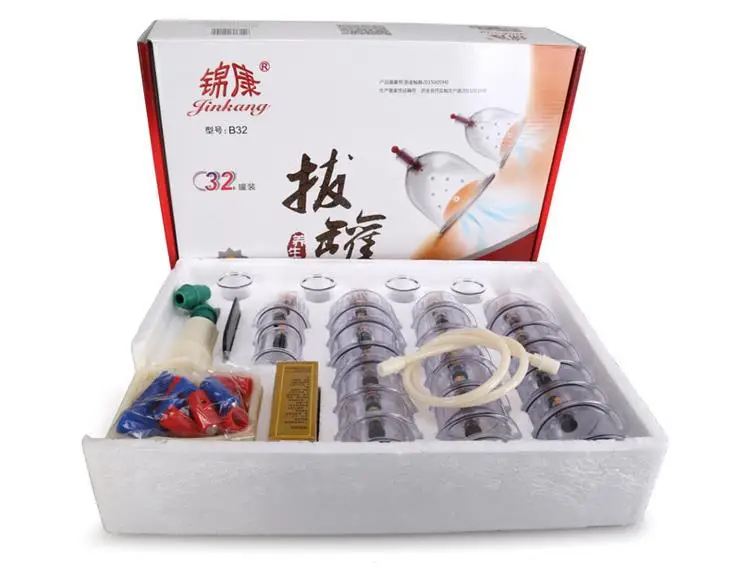 32 Pieces Cans cups chinese vacuum cupping kit pull out a vacuum apparatus therapy relax massagers curve suction pumps