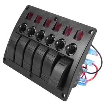ICOCO 120-260W Automotive 3PIN With Light 6-Band Lens Combination Panel Switch Home Use Waterproof Car-Styling