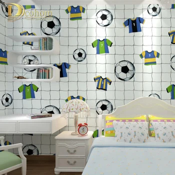 Modern Cartoon Football Girls Boys Kids Bedroom Wallpaper For Walls 3 D Embossed Wall Papers Home Decor Mural Wallcovering
