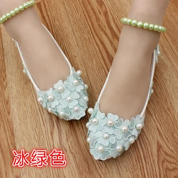 Adult flats Wedding Shoes lace ballet flats Women's Shoes appliques