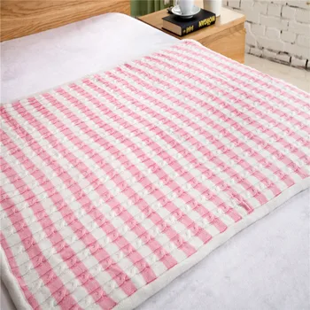 Home textile knitted Blanket AB side pink gray cotton blanket for Adult children stripe plaid throw on Sofa/Bed/Plane 150*200cm
