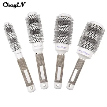 4pcs Round Rolling Hair Brush Set Barrel Curling Brush Comb Hair Styling Tools Barber Professional Salon Products Comb For Girls