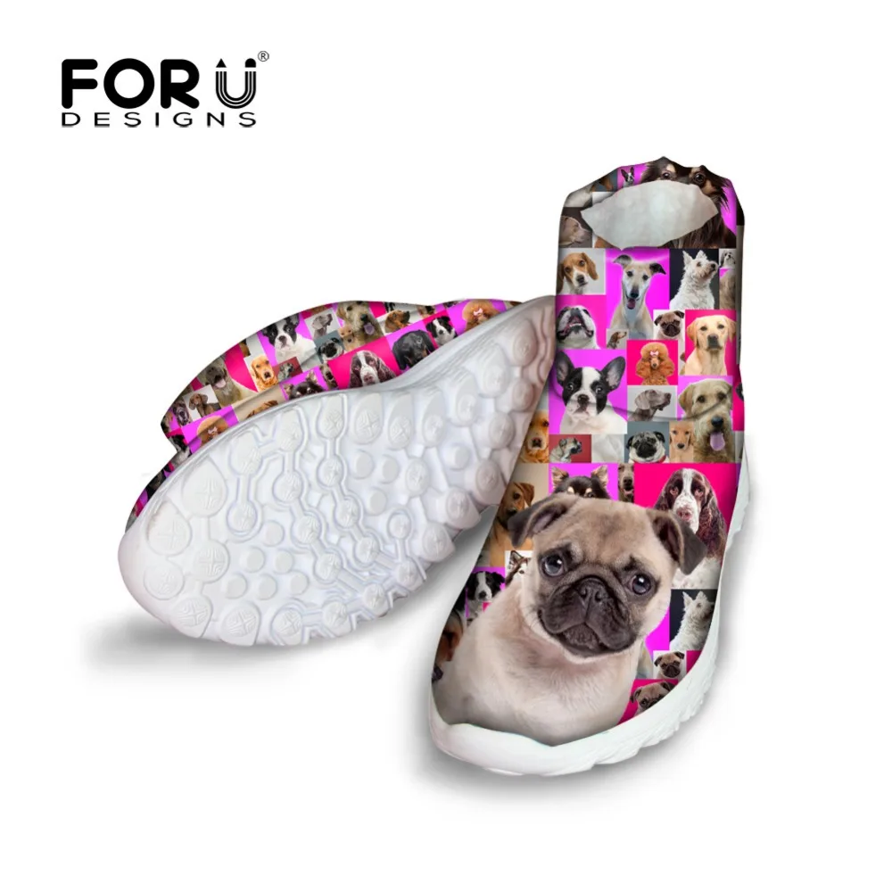 FORUDESIGNS 2016 Fashion Women Winter Ankle Boots Cute Pet Dog Pug Printed High Top Shoes for Woman Ladies Fur Warm Snow Boots