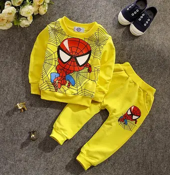New 2017 boys cartoon batman clothing boy clothes boys spiderman clothing set kids t-shirt+pants,for 2T-5T