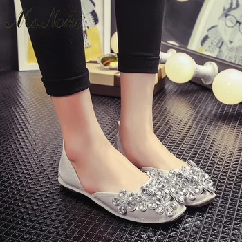 Ms. Noki New 2017 spring Crystal Sweet Flower Women Shoes Brand Slip on Comfortale Black girls Soft Casual Shoes