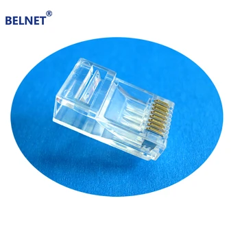 BELNET rj45 connector 100pcs CAT5e RJ45 plug 50u 24K gold-plated Net Gold plated Network Modular Plug Cat5e Cables Connector