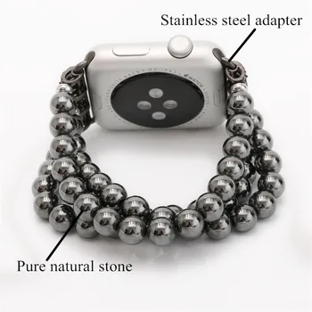 2017 Fashion Pure Natural Stone Link Bracelet Bands For Apple Watch 2 42mm 38mm With 316L Stainless Steel Adapters