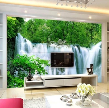 3D Mountain Waterfall mural sofa TV background wall bedroom liviing room nature landscape wallpaper mural