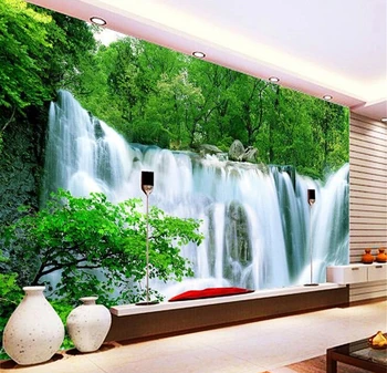 3D Mountain Waterfall mural sofa TV background wall bedroom liviing room nature landscape wallpaper mural