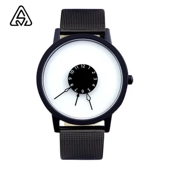 2017 Men Gift Brief Design long Creative Unique Design for Young Stainless Steel Straps Fashion Mens Quartz Watches