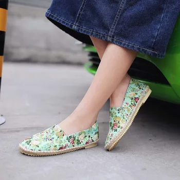 Spring Autumn Women Flats Shoes Women New 2016 Big Size34 43 Print flats boat prepared by fisherman shoes oxfords Casual Sale