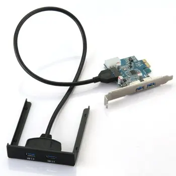 BSBL PCI Express PCI-E Card 2 Port Hub Adapter + USB 3.0 Front Panel 5Gbps Hi-Speed