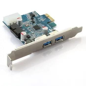 BSBL PCI Express PCI-E Card 2 Port Hub Adapter + USB 3.0 Front Panel 5Gbps Hi-Speed