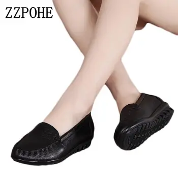 2017 spring and autumn new mother flat shoes large size soft base comfortable grandma shoes middle-aged women's shoes 41 42 43