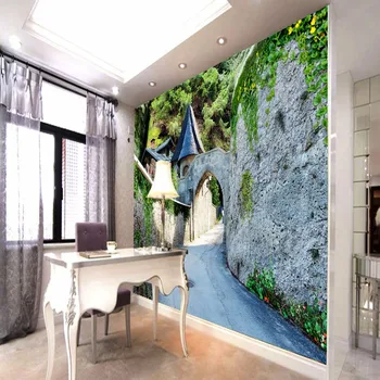 European aesthetic castle door backdrop living room stereo bathroom wallpaper 3D custom bedroom mural