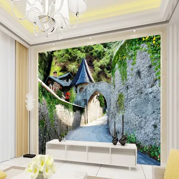 European aesthetic castle door backdrop living room stereo bathroom wallpaper 3D custom bedroom mural