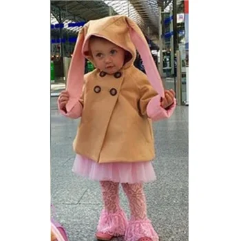 Happy Easter Long Ear Bunny Long Sleeve Cotton Coat Jacket Baby Girl Clothes Spring Children Clothing Hooded Outfits Outerwear