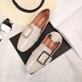 Vintage Lady Oxfords Shoes Women Shallow Slip-on Flat Shoes Leather Shoes Casual Ladies Lazy Shoes zapatos mujer Size 34-44