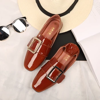 Vintage Lady Oxfords Shoes Women Shallow Slip-on Flat Shoes Leather Shoes Casual Ladies Lazy Shoes zapatos mujer Size 34-44