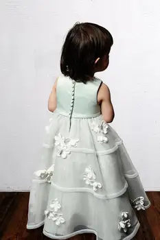Adorable Vestidos de Novia Button Embellishment Ankle-Length Satin Flower Girl Dress Prom Pageant Dresses Children Apparel 2017