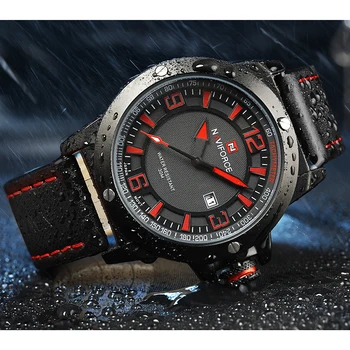 NAVIFORCE Original Luxury Brand Fashion Men Sports Watch PU Leather Strap Quartz Waterproof Wristwatch Relogio Masculino