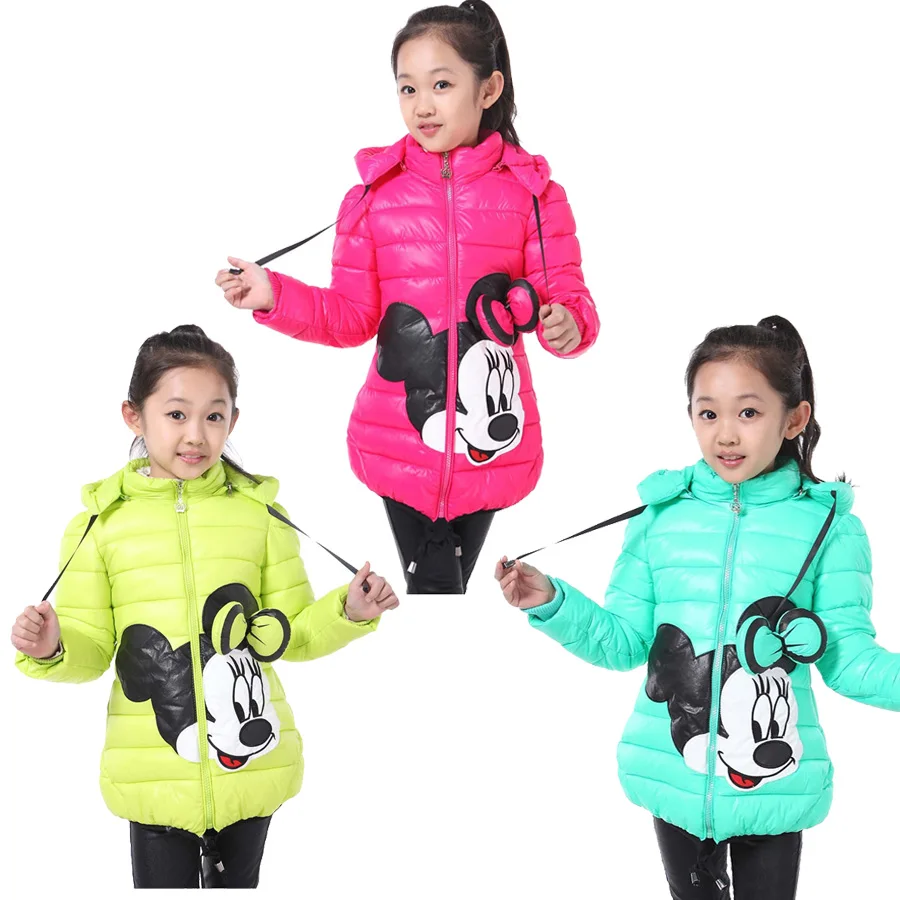Cute cartoon girl parkas coat lovely minnie pattern mouse cotton coat for 3-8yrs girls children kids outerwear clothes