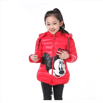 Cute cartoon girl parkas coat lovely minnie pattern mouse cotton coat for 3-8yrs girls children kids outerwear clothes