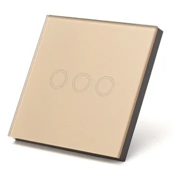 EU/UK Standard Touch Switch 3 Gang 1 Way, Wall Light Touch Screen Switch, Crystal Glass Switch Panel