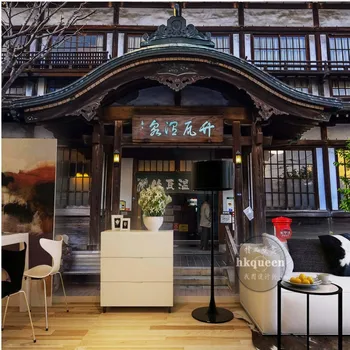 Custom Japanese bamboo tile hot springs feature backdrop custom bathroom restaurant bedroom wallpaper mural