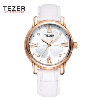 2017 Quartz Watch TEZER Watches Women Luxury Brand Fashion Women Wristwatch 30m Waterproof Leather Strap Relogio Feminino C14