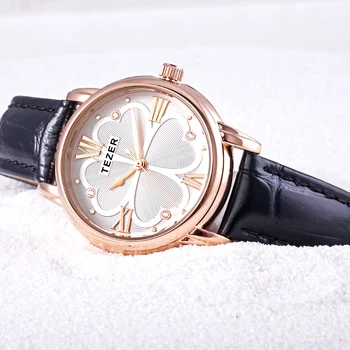2017 Quartz Watch TEZER Watches Women Luxury Brand Fashion Women Wristwatch 30m Waterproof Leather Strap Relogio Feminino C14