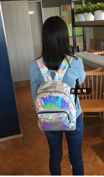 Maelove New women backpack female Laser Silver Bag Hologram Backpack Student's School Backpack shoulder bag