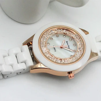 Luxury Fashion Womens Watch Dress Ceramic Ladies Watch White Simple Quartz Wristwatches Students Gifts Clock Relogio Feminino