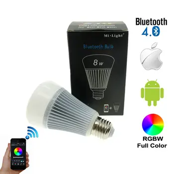 Mi.Light Bluetooth 4.0 Bulb Wireless Control Smart Bulb E27 Led Lamp 8W 85-265V 110V 220V Work On iOS Android