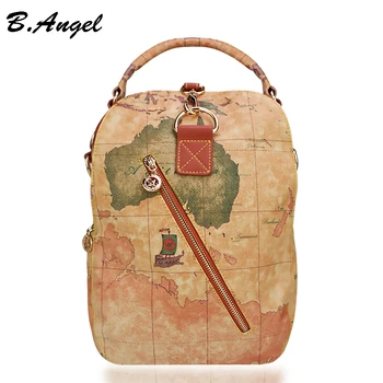 New fashion vintage world map backpack women bag backpack women shoulder bag leather backpack dollar price