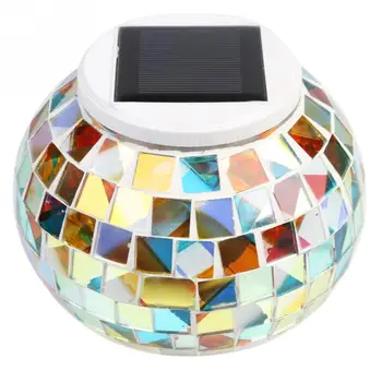 HoneyFly LED Solar Lamp LED Lawn Light Bulb Mosaic Glass Ball Garden Color Changing Night Light Outdoor Solar Lamp Sensor Lamba