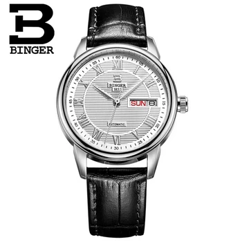 Luxury Wristwatch Brand Binger Business Men Male Luxury Watch Casual Leather steel Calendar quartz watches relogio masculino