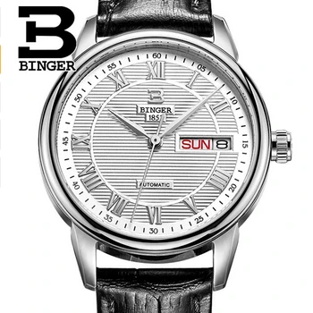 Luxury Wristwatch Brand Binger Business Men Male Luxury Watch Casual Leather steel Calendar quartz watches relogio masculino