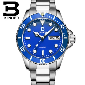 Geneva Men Quartz Watch Binger Sports Watches Casual Dress Fashion Waterproof Wrist watch Luminous 2017 New Clock Wristwatch