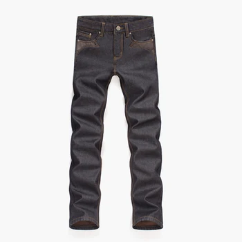 Super warm! fashion fleece inside men jeans cotton jeans men casual straight slim mens jeans size:28~38 #NZX9008