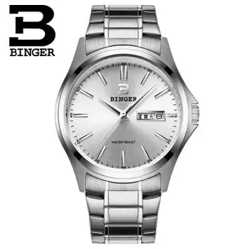 Original Switzerland luxury watches men Binger brand quartz full stainless Steel Wristwatches Waterproof Complete Calendar Watch